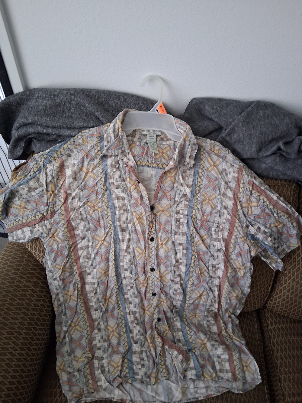 Marshall Rousso Multicolor Short-Sleeve Button-Down Shirt L